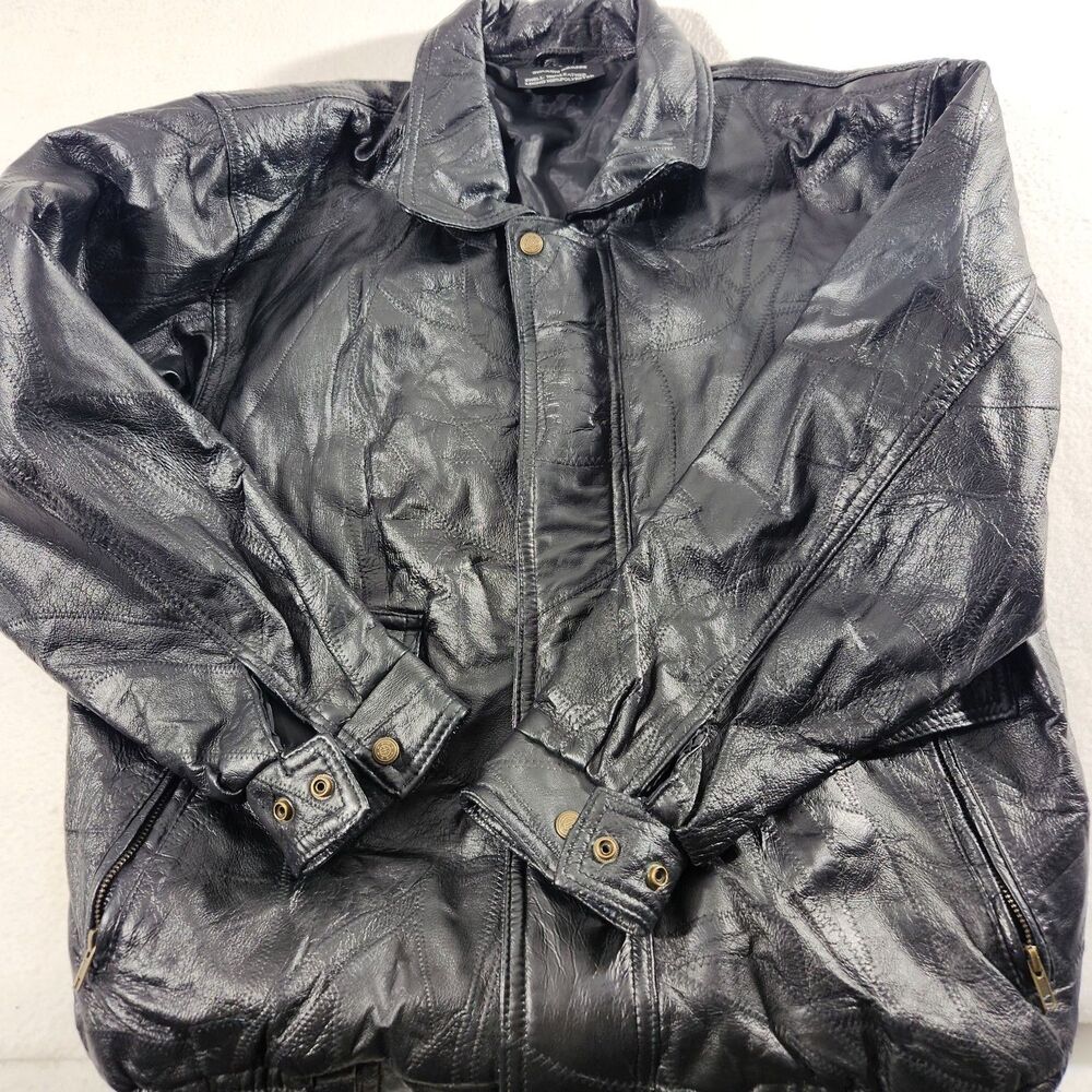Gianni Velente Milano Black Genuine Leather Italian Button Biker Jacket Men’s XL